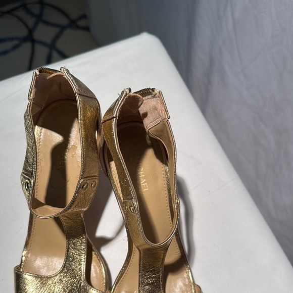 Michael Kors Gold High Heel Sandals with T-Strap - Picture 13 of 13